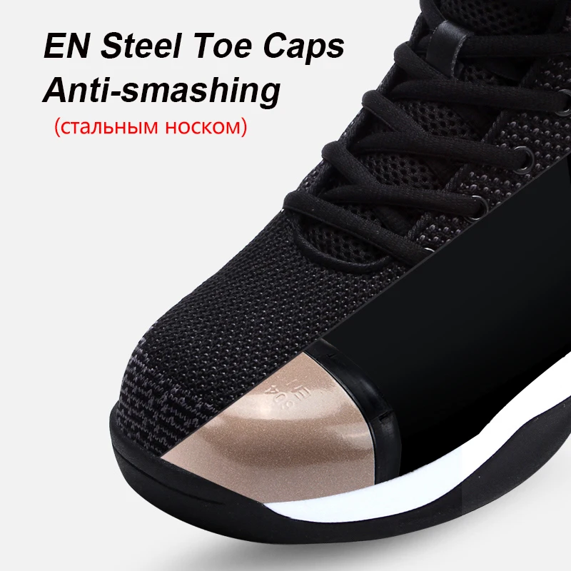 LARNMERN Mens Steel Toe Safety Work Shoes For Men Breathable Lightweight Anti-smashing Non-slip Reflective Protective Boots