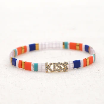 

Go2boho Boho Jewelry Beads Bracelet Women Miyuki Tila Bracelets KISS Letter 2020 Fashion Summer Beach Gift Glass Pulseras Mujer