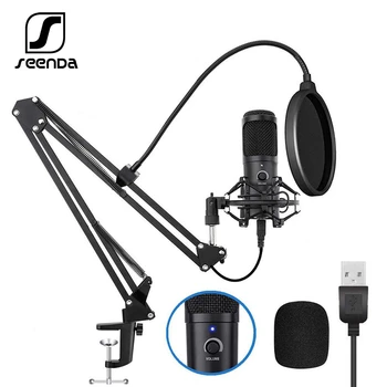 

SeenDa Professional USB Microphone Studio Condenser USB Computer Microphone Kit With Adjustable Scissor Arm Stand for YouTube