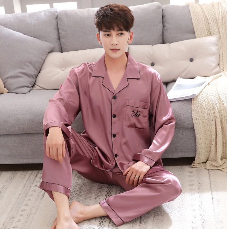 Luxury Pajama suit Satin Silk Pajamas Sets Couple Sleepwear Family Pijama Lover Night Suit Men & Women Casual Home Clothing black pajama pants