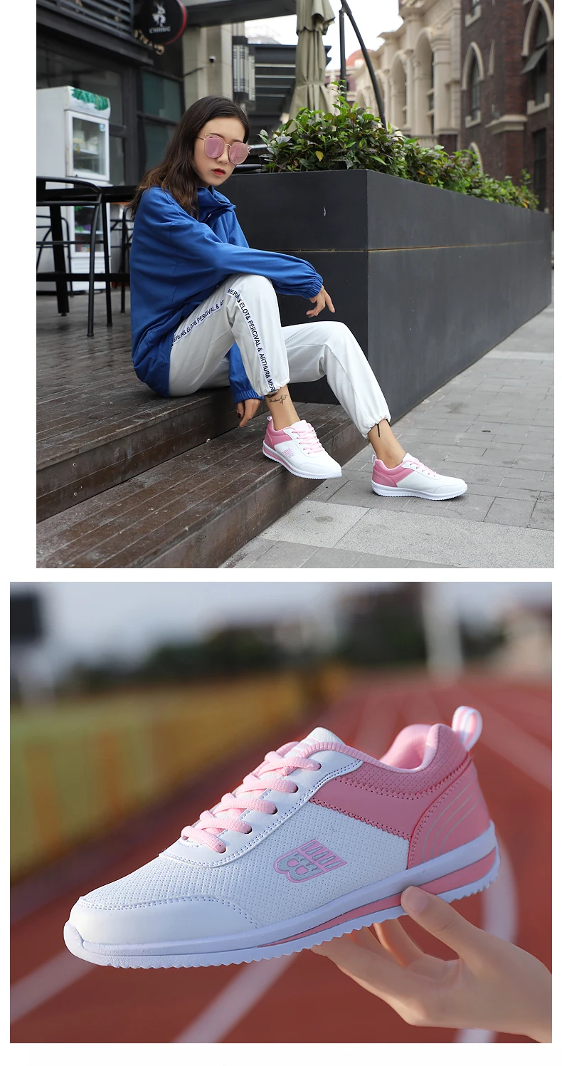 Size 35-41 New Fashion Tennis Shoes for Women Ultra-light Leather Blue Sneakers Gym Sport Shoes Tenis Feminino Basket Femme