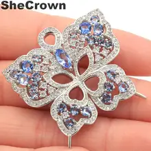 37x37 мм длинные большие тяжелые 11,6 г бабочка богатый синий фиолетовый Танзанит CZ женские вечерние серебряные броши