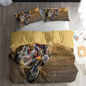 

HELENGILI 3D Bedding Set Motorcycle Print Duvet Cover Set Bedcloth with Pillowcase Bed Set Home Textiles #MTC-10