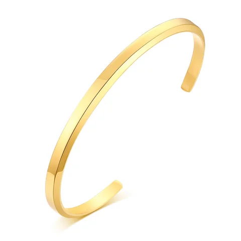 Bangle Open Cuff Bracelet 100% Stainless Steel Gold Tone Rope Twisted Bracelet Women Jewelry Minimalist Style