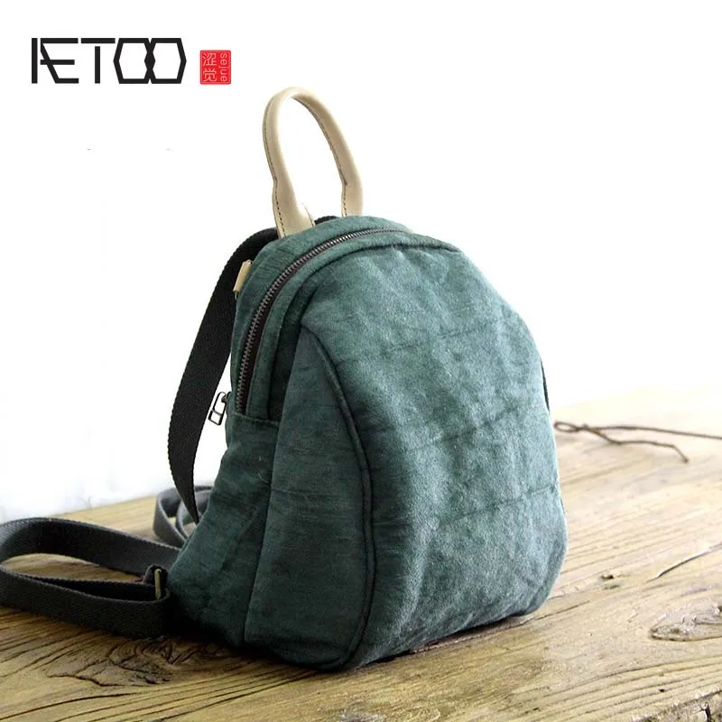 

BJYL Original Artistic Shoulder bag Cotton linen Women's Fresh College Wind Backpack Multi-function Solid Color Casual backpack