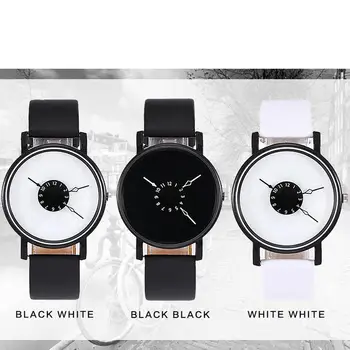 

Minimalist Unisex Round Dial Faux Leather Strap Arabic Number Quartz Wrist Watch Fashion watch for lovers