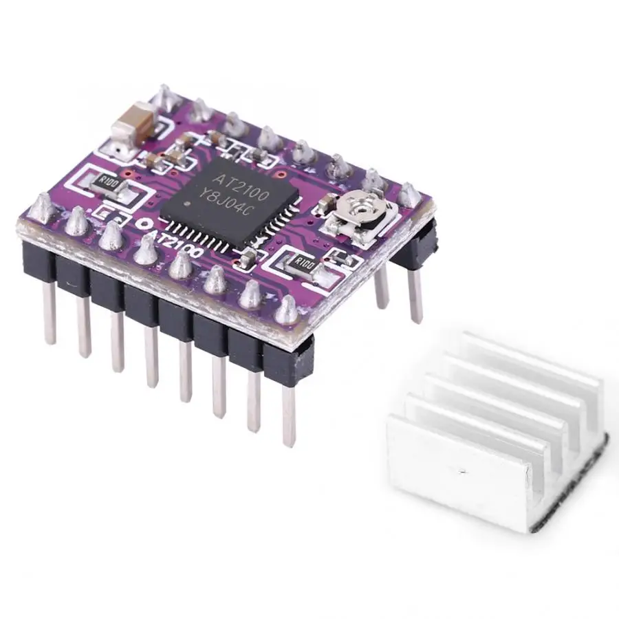 

AT2100 Stepper Motor Driver Module with Heat Sink For 3D Printer Robots Parts