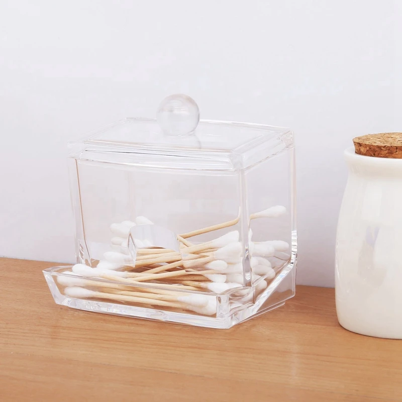 Cotton Swab Storage Dispenser Clear Cotton Ball Swab Holder Cotton Bud Storage Box Cosmetics Makeup Storage Holder Box Organizer