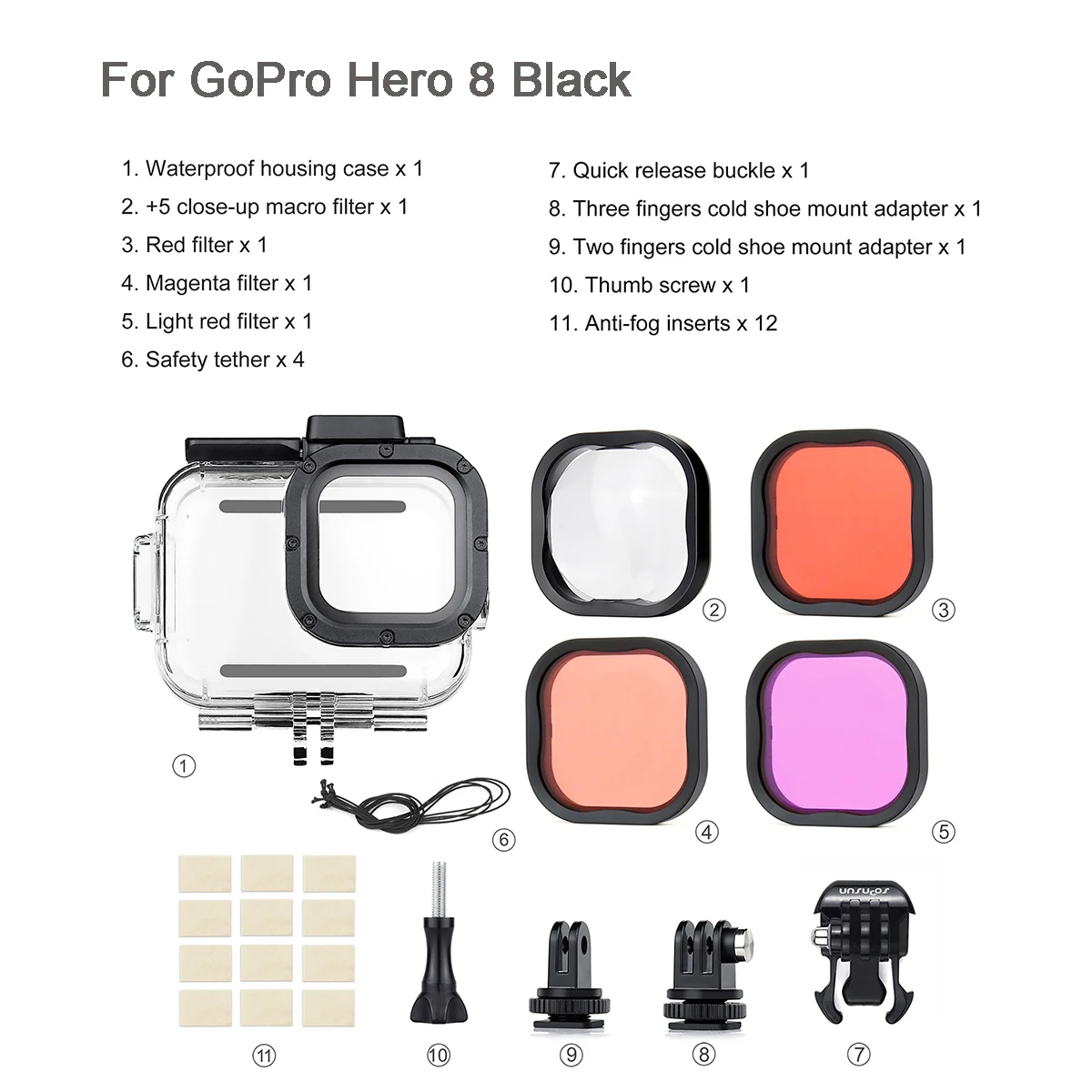 hand grip camera strap SOONSUN Waterproof Case for GoPro Hero 10 9 or 8 Black Protective Housing Case Red Filter Magnifier Macro Len Diving Accessories camera charger Camera & Photo Accessories