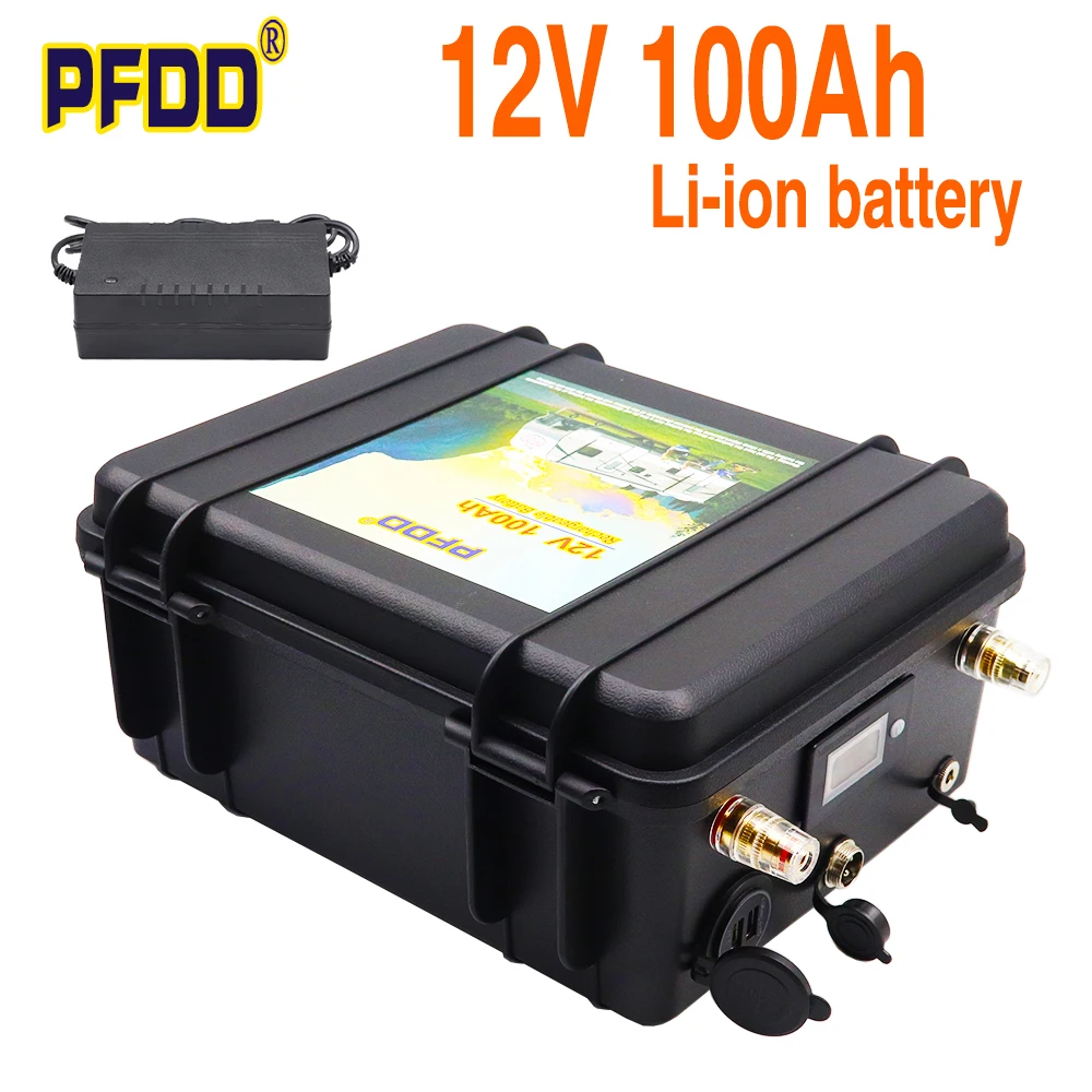 12V Lithium 100AH Battery Pack Waterproof 12v Batteries For LED Light Fishing With Charger | Электроника