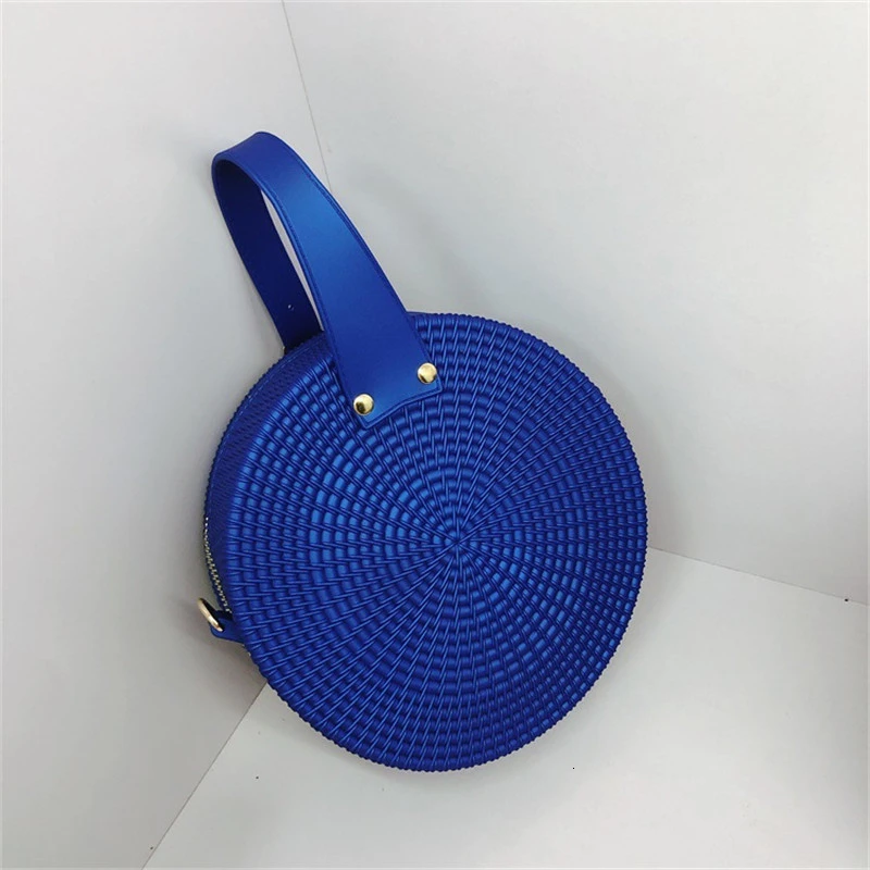 

Solid Color Small Round Bags Female Portable Coin Purses Clutches vintage Brand Designer Circle Lady Top-handle Knitting Handbag