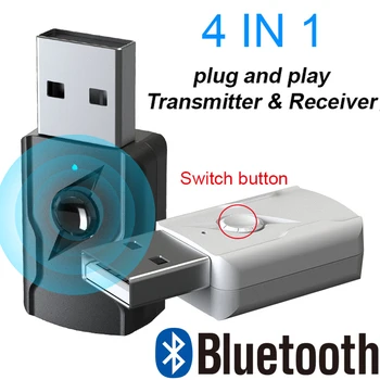 

Wireless Bluetooth 5.0 Receiver Transmitter 4 in 1 3.5mm Jack Audio Adapter For Car Headphone Wireless Aux Reciever Support One-