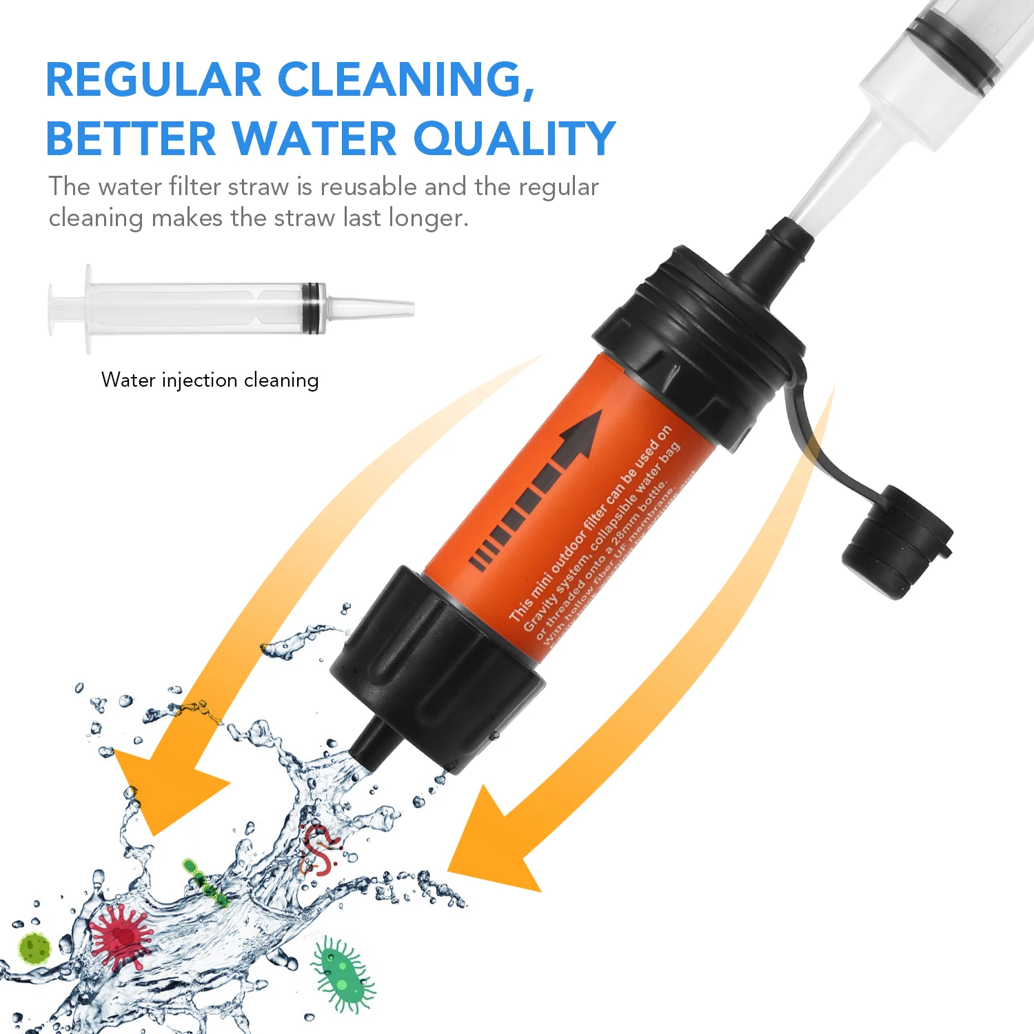 Outdoor water filtration survival water filter straw water filtration system drinking purifier for emergency hiking camping