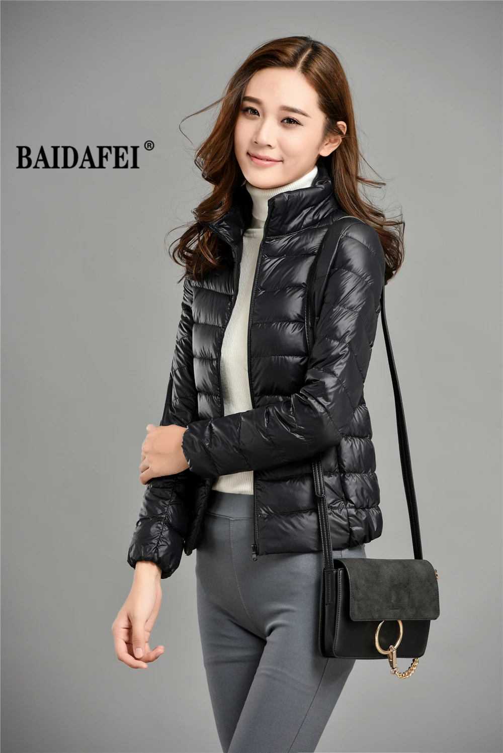 Women's Short Slim Fit Puffer Jacket 2023 New Spring Stand Collar Ultra Light Weight Portable Windproof White Duck Down Coat