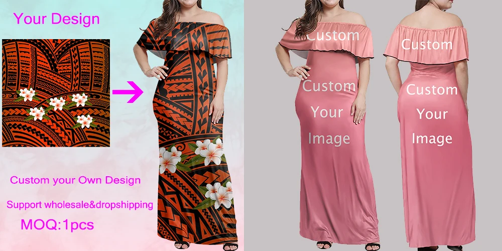Jackherelook Womens Vintage Maxi Dresses Samoan Hibiscus Polynesian Tribal Brand Design Summer Unisex Clothes Off Shoulder Dress Jackherelook Womens Vintage Maxi Dresses Samoan Hibiscus Polynesian Tribal Brand Design Summer Unisex Clothes Off Shoulder Dress