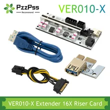 

PzzPss VER010-X USB 3.0 PCI-E Riser VER 010 Express 16X Extender Pcie Riser Adapter Card SATA 15 Pin to 6 Pin Power For Mining