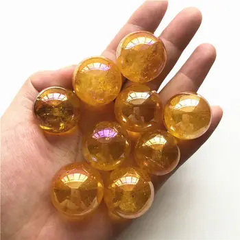 

25-27mm Electroplated Orange Titanium Aura White Quartz Crystal Balls Crystal Sphere Ball Natural Quartz Crystals 1PC