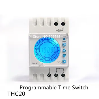 

THC20 Programmable Time Controller Digital Timer Din Rail Backlight Display Time Switch DHC20V