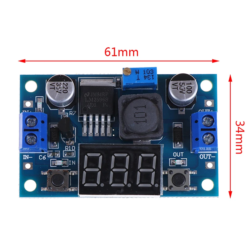 1pc LM2596 dc 4.0~40 to 1.3-37v led voltmeter step-down power converter module