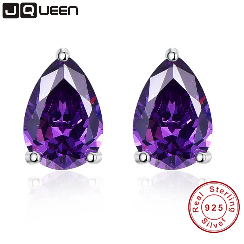 Серьги гвоздики женские из серебра 925 пробы с фиолетовым аметистом|gift voucher|earrings