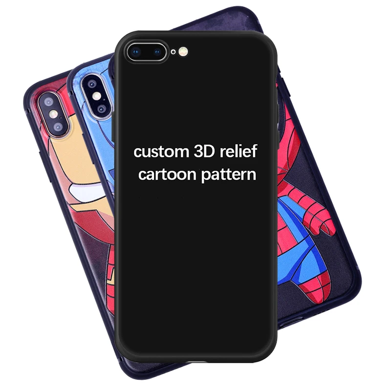 3D рельефный мультяшный узор мягкий чехол из ТПУ для Apple iPhone 6S 7 8 Plus 11 Pro XR XS Max