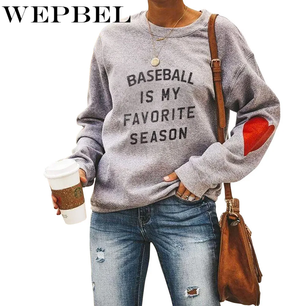 

WEPBEL Women's Casual Long-Sleeved O-Neck Sweatshirts Autumn and Winter Heart Letters Printed Loose-Fit Sweatshirts