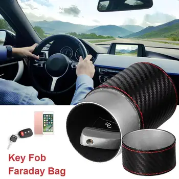

Leather Anti Theft Faraday Box Car Keyless Signal Blocker Security RFID Faraday Key Fob Protector for Car RFID Signal Blocking