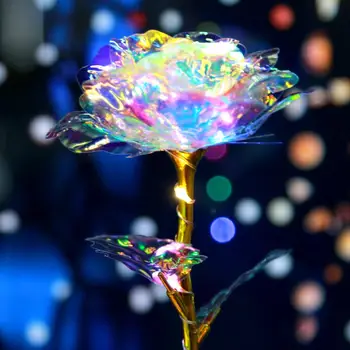 

Valentine's Day Creative Gift 24K Crystal Foil Gift Box Colorful Gold Rose Nude Forever Flower Wedding Decor Lighting