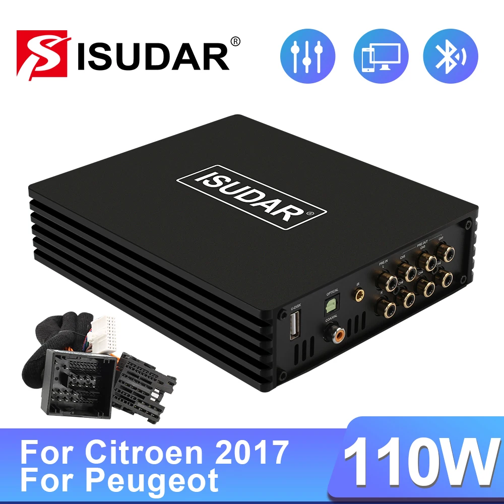 ISUDAR RMS 4X110W Car DSP amplifier For Peugeot 308/4008/5008/Citroen/C5 2017- with Software App Radio Sound Audio Upgrade | Автомобили и