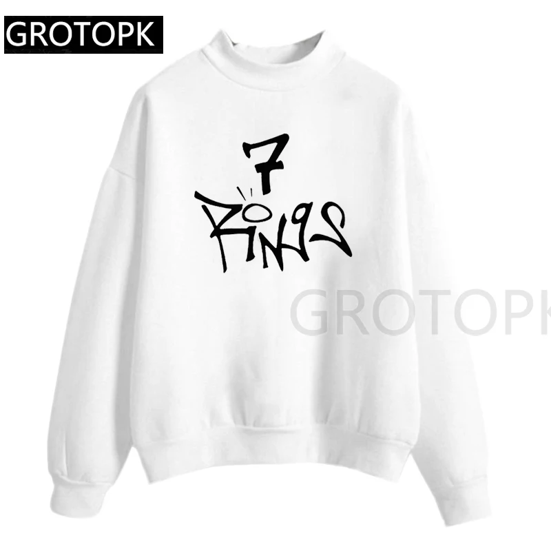  Ariana Grande Girl 7 Rings Gothic Harajuku Women's Sweatshirt and Hoody Ladies Long Sleeve Pink Cas