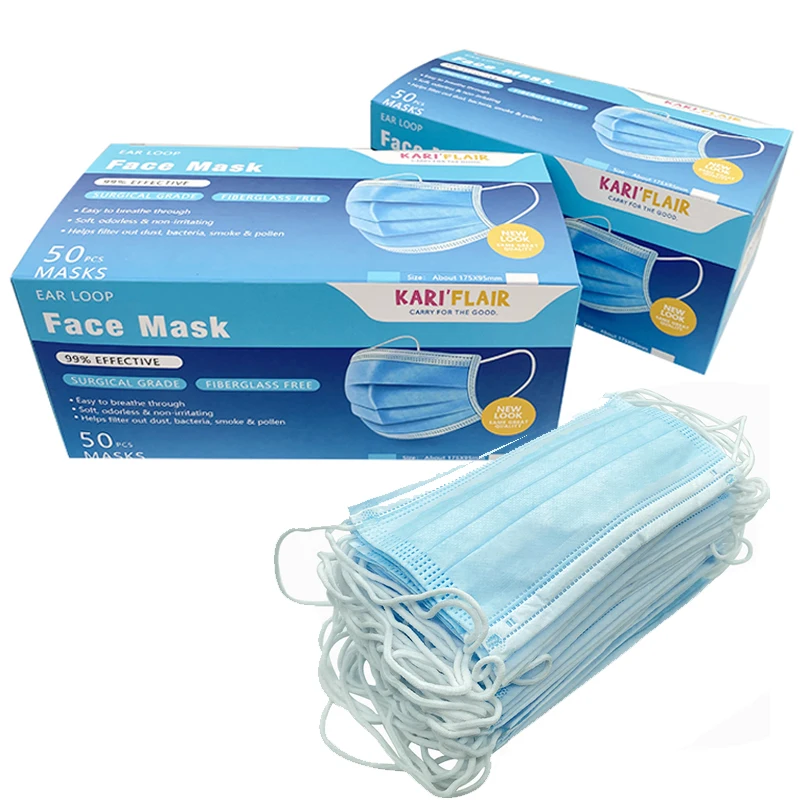 

50pcs Meltblown Mouth Medical Masks Nonwove 3 Layer Ply Disposable Anti-Dust Surgical Earloop Masks Anti-dust virus Medical Safe