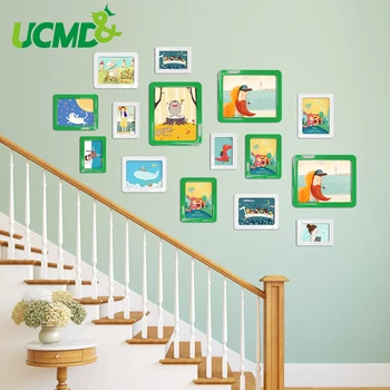 

15Pcs Magnetic Picture Frames Wall Sticker Photo Frame Set Creative Wedding Family Picture Display For Hallway Home Room Decor