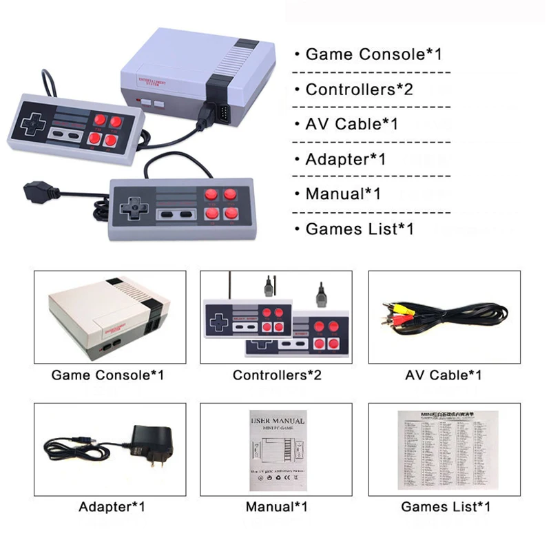 2020 Mini TV Handheld Family Recreation Video Game Console AV Output Retro Built-in 620 Classic Games Dual Gamepad Gaming Player