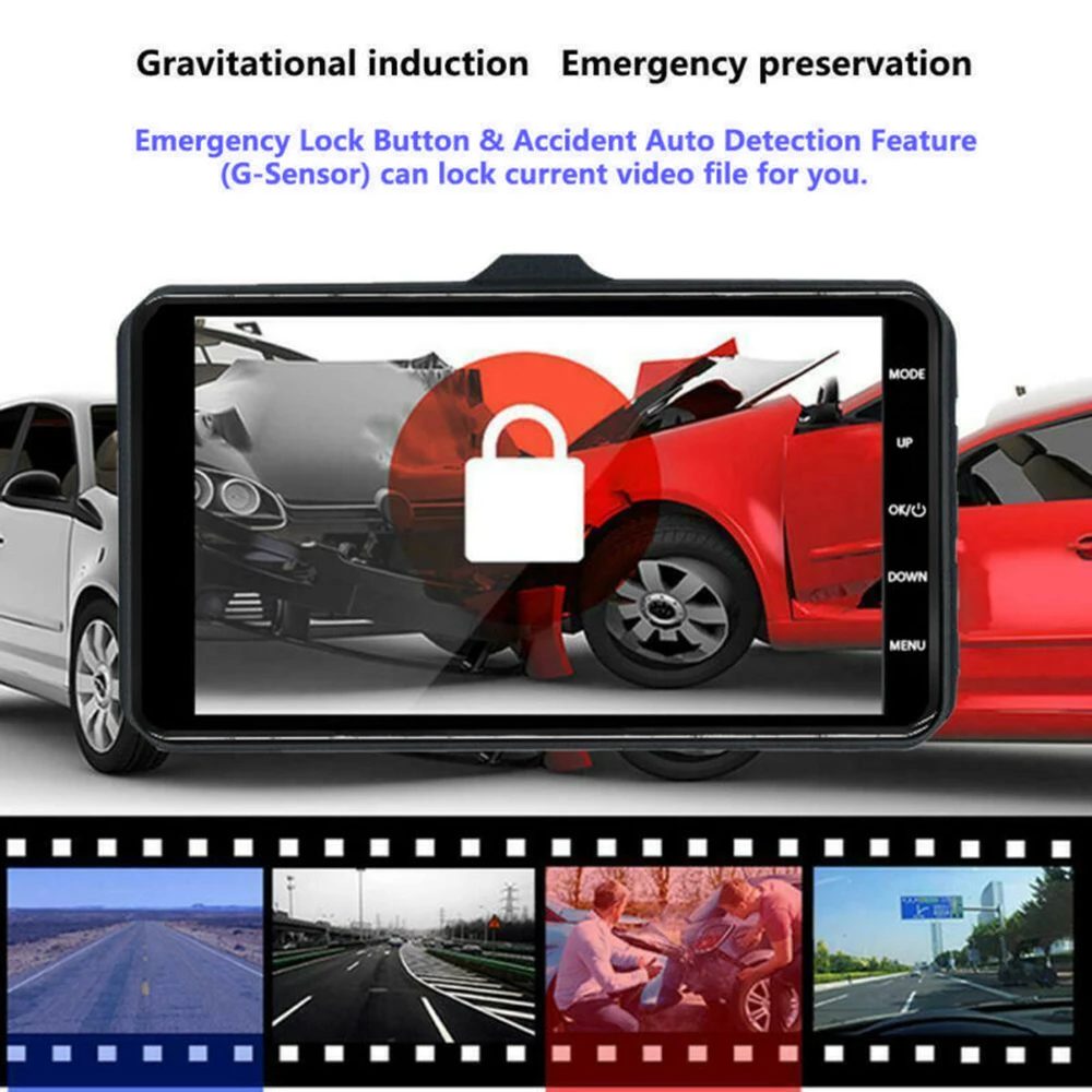 DVR 4 1080P Автомобильный видеорегистратор с двойным объективом для передней и задней камеры ночного видения