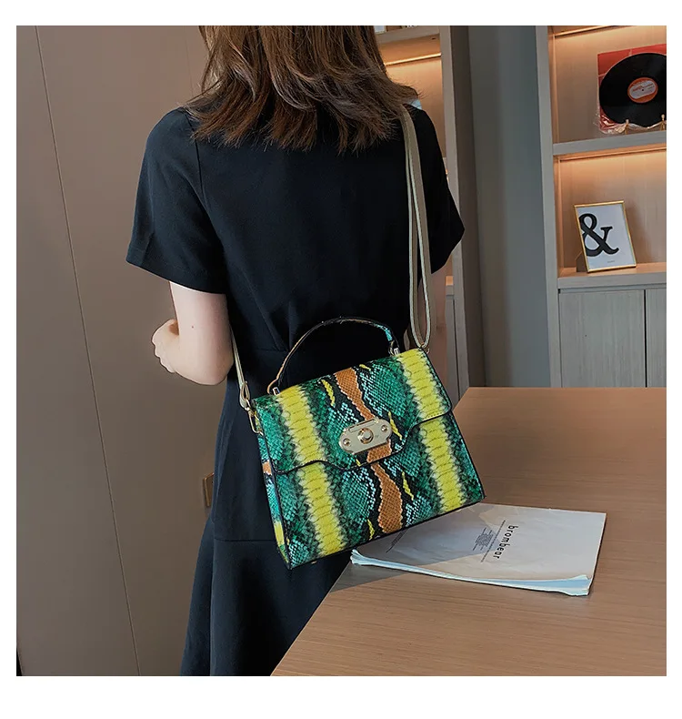 Female Small Messenger Handbag Women Tote Bag Faux PU Leather Colorful Snake Skin Bag Square Shoulder Python Bags for Women 2019 (7)