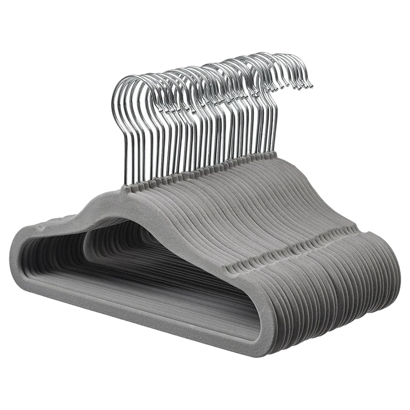

Kids Velvet Non-Slip Clothes Hangers, 30-Pack, Grey