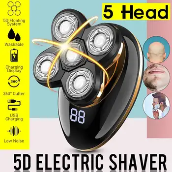 

5 heads electric shaver men polish head USB hair clipper Rechargeable washable shaver 5D floating Wet and dry shaving machine