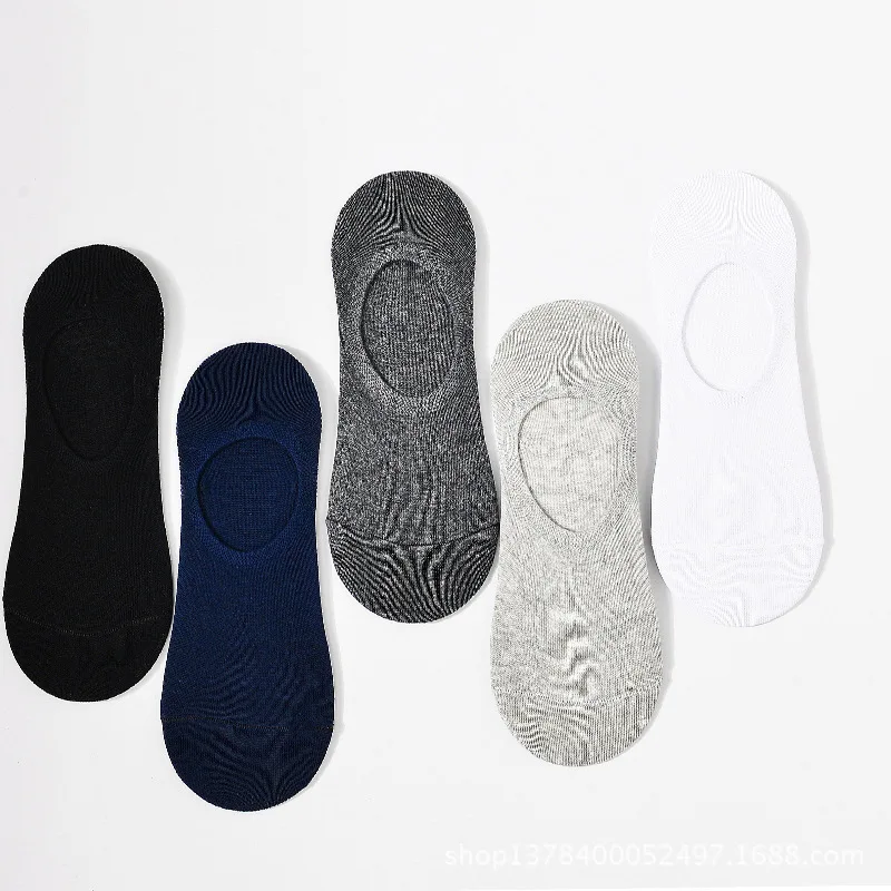 5 пар/партия, новые хлопковые невидимые носки для мужчин мужские носки тапочки Силиконовые мягкие дышащие впитывающие пот Нескользящие однотонные летние носки