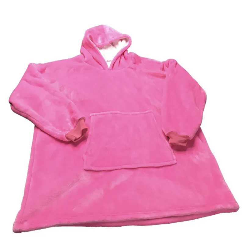 pink Микрофибра плюшевое Коралловое флисовое шерстяное одеяло с рукавами супер мягкое теплое наружное карманное худи для взрослых зимнее носимое одеяло - Цвет: pink