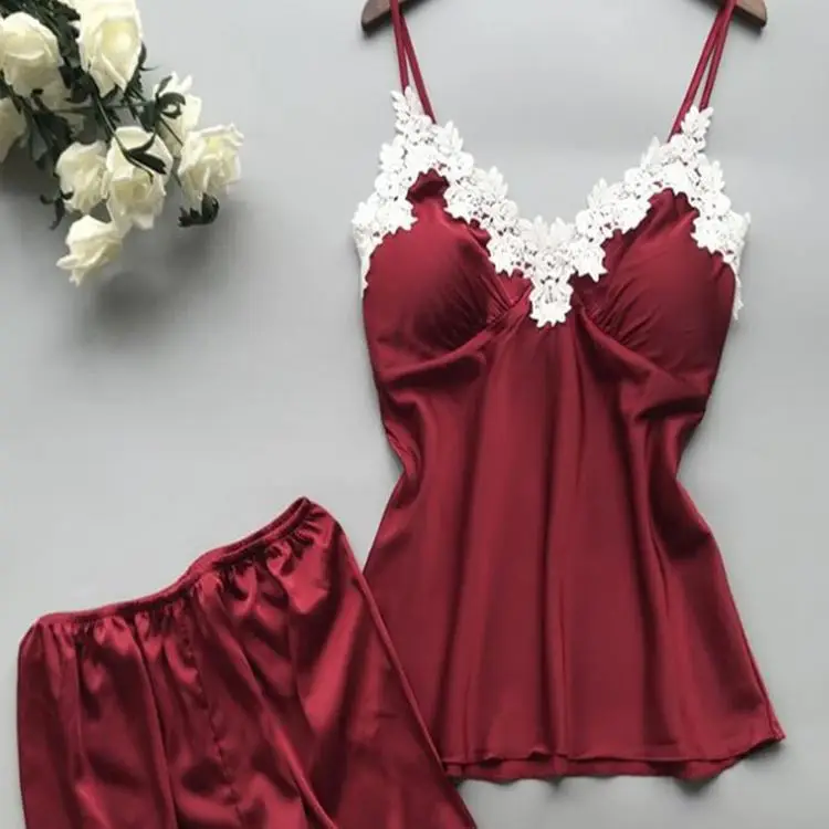

Women Sexy Lace Silk Sleepwear Nightwear Pajamas