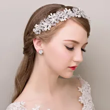 Кристалл лента-ободок для волос с цветами и жемчугом свадебная тиара