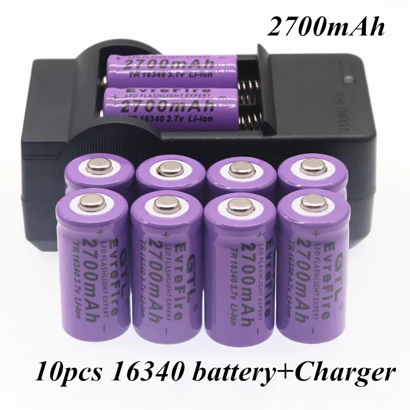 2020 оригинальная 16340 батарея CR123A 2700mAh 3 7 V литий ионная аккумуляторная + зарядное