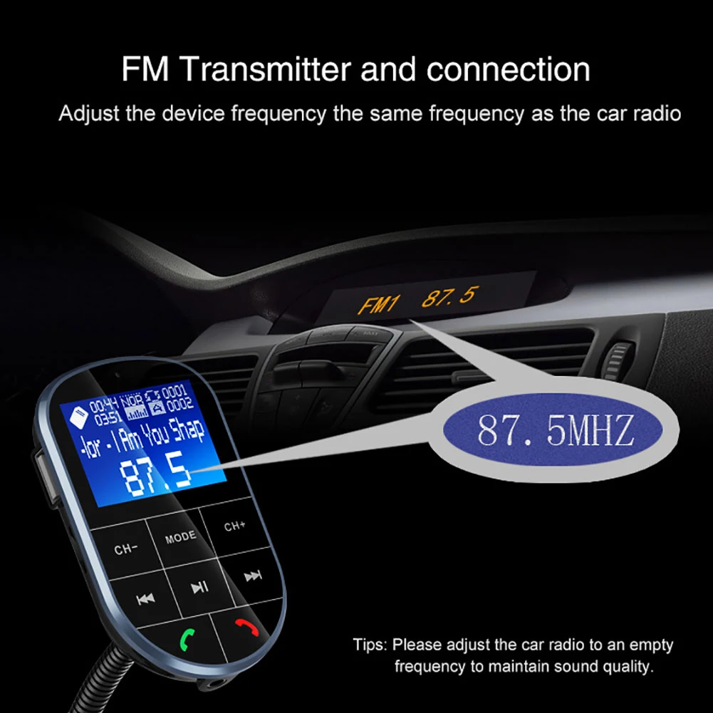 Bluetooth Handsfree автомобильный fm-передатчик радио адаптер двойной USB зарядное устройство mp3-плеер