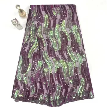 

Latest African French Sequins Lace Fabric For Women Dress 2019 High Quality Nigerian Net Tulle Lace For Wedding Party