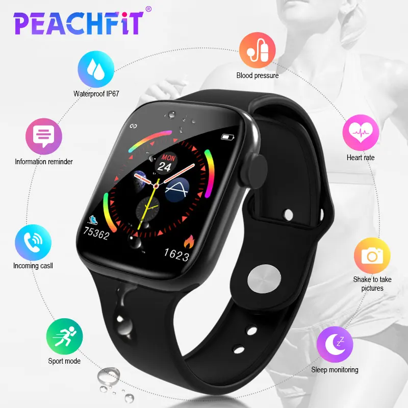 PEACHFIT W4 Smart Watch Heart Rate Monitor Blood Pressure Fitness Bracelet Women Men Smartwatch PK B57 P70 F10 IWO 8 9 | Электроника