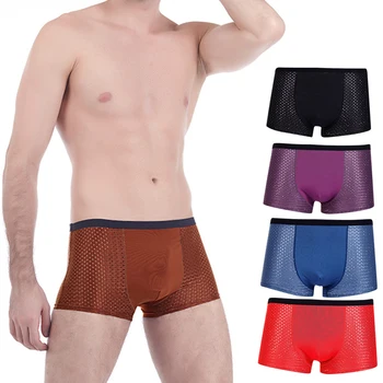 

L-5XL Mesh sexy men boxer Breathable Transparent mens boxers slip hombre unterhosen herren