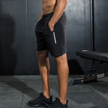 Черные мужские шорты из спандекса для бега, быстросохнущие шорты для тренировок, бодибилдинга, спортзала, спортивные шорты для пробежек на молнии, шорты для тенниса и тренировок