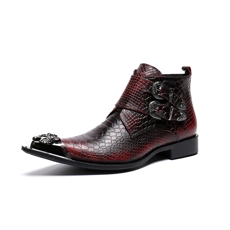 

Winter Martin Boots Men's High Top Short Boots Tooling Snow Men's Middle Top Boots Scarpe Cow Leather Pointed Toe Ankle