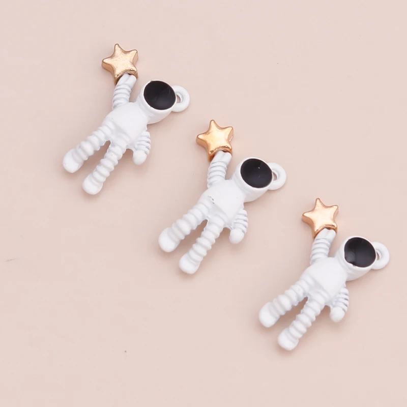 10pcs Enamel Astronaut Stars Charms for DIY Bracelets & Necklaces 2 Styles Handmade Jewelry finding