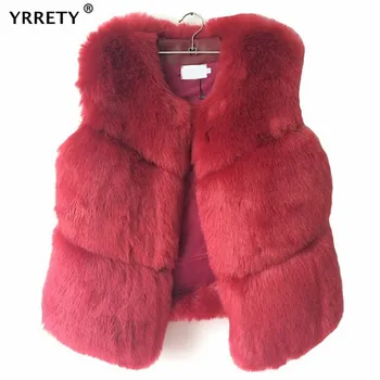 

YRRETY Winter Autumn Warm Short Faux Fur Vest Coats Thick Sleeveless Female Fashion Faux Fox Fur Outwear Women Ladies Clothes
